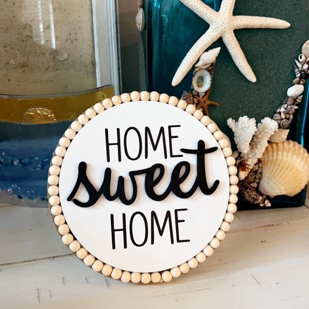Home Sweet Home Decorative Beaded Wooden Sign